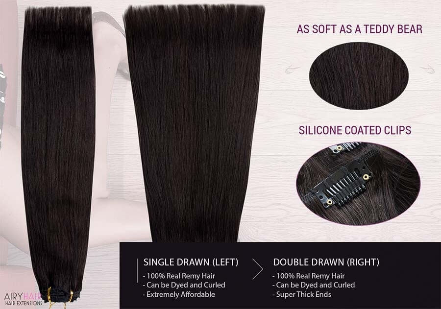 Silk & Blue Remy Clip-In Hair Extensions, weft detail