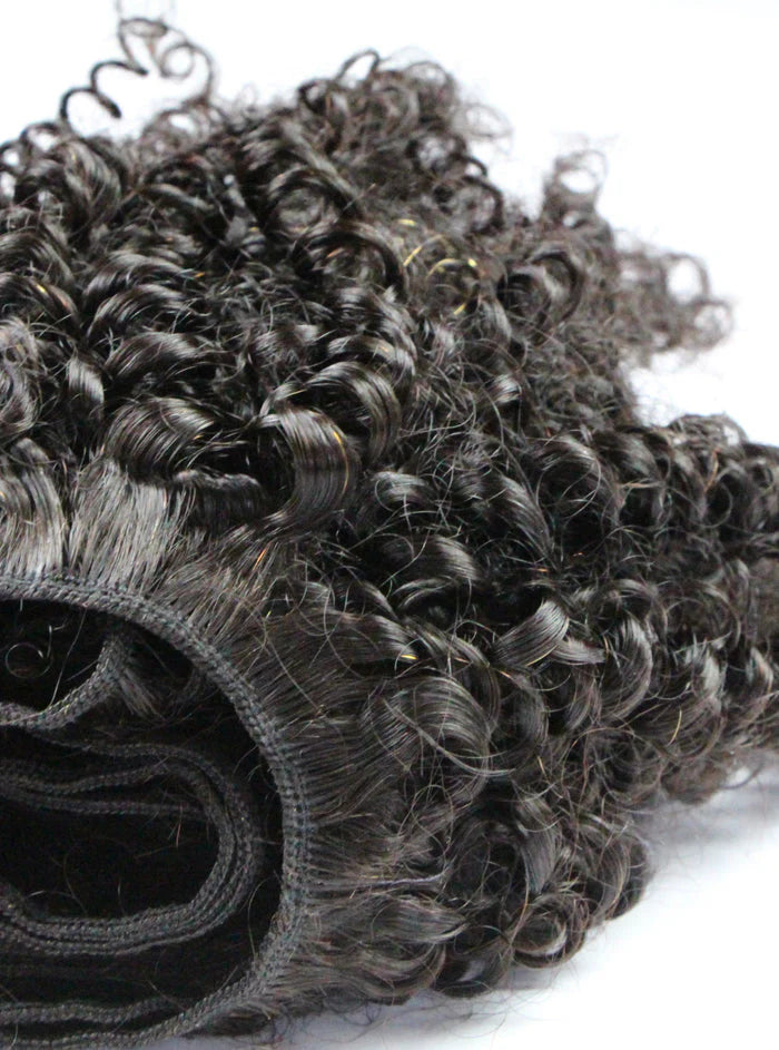 Silk & Blue Kinky Curly Weft detail
