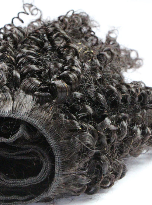 Silk & Blue Kinky Curly Weft detail