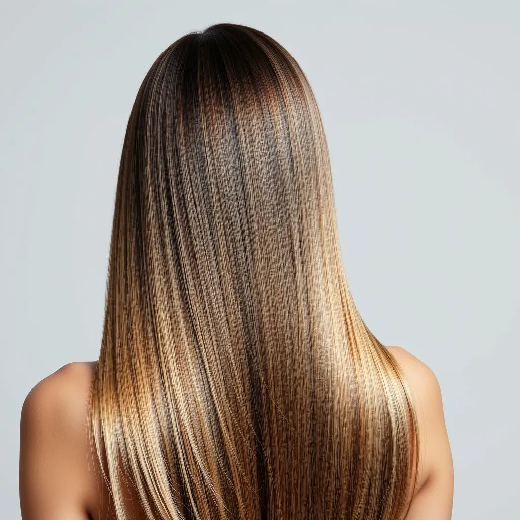 Silk & Blue Straight Weft worn, balayage straight hair